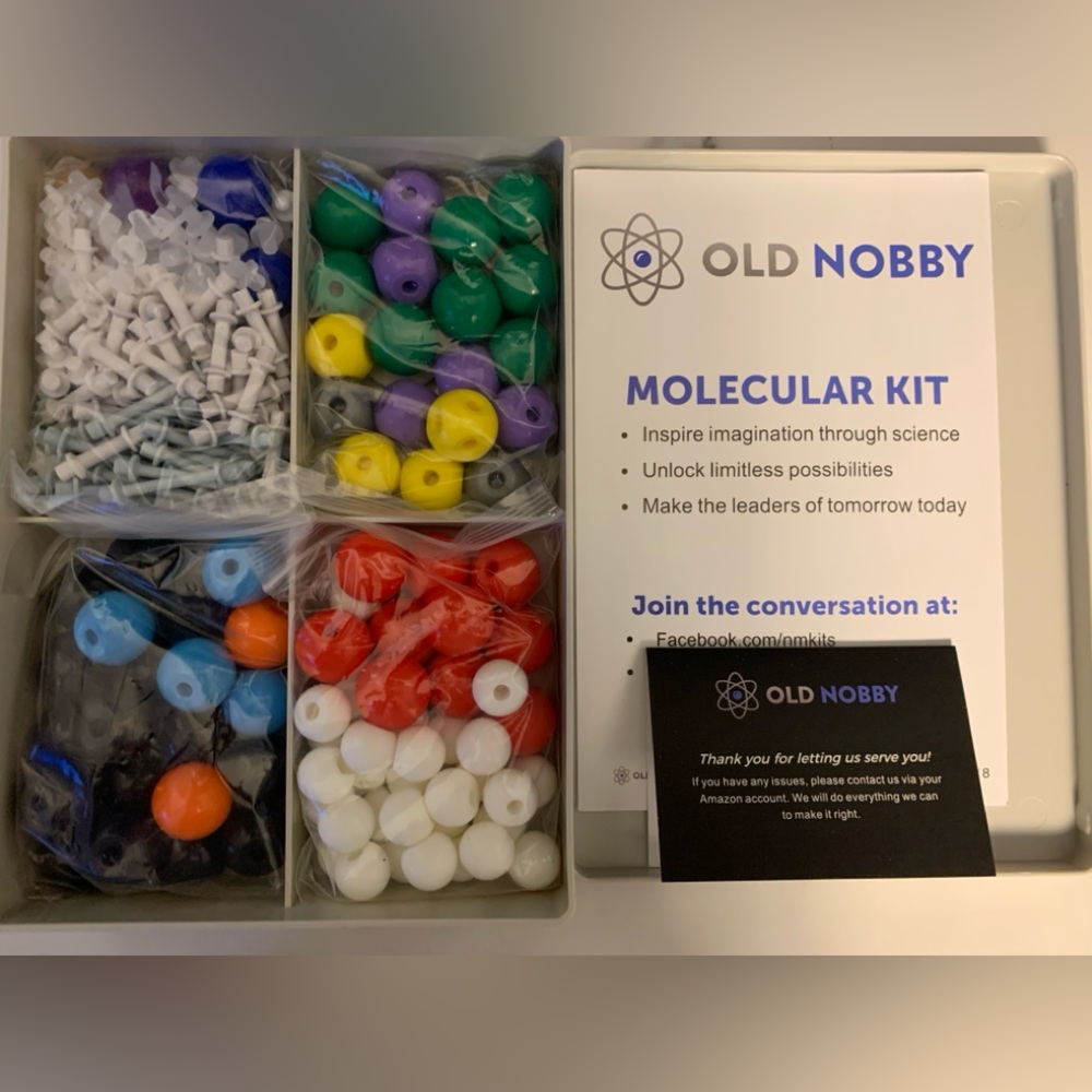 240 Pieces Old Nobby Molecular Kit Organic Chemistry Modeling Kit with Stencils